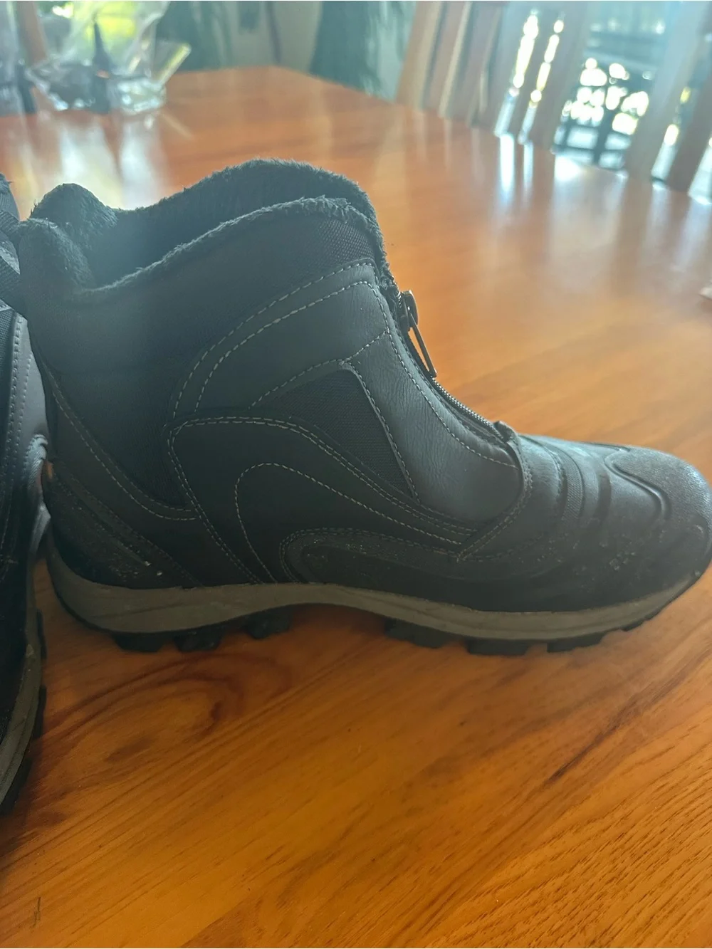 Mens Black Winter Zip Front Boots